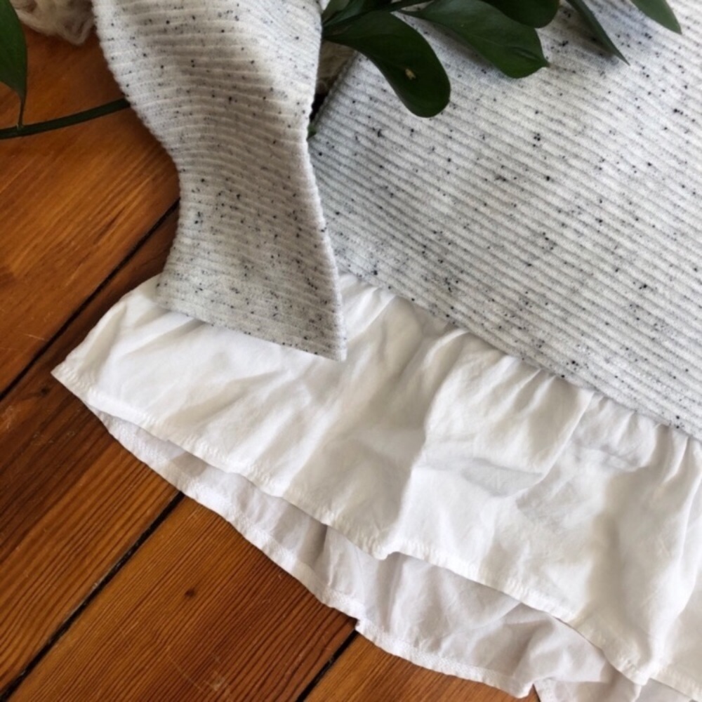 LOFT Mixed Media Ribbed Layered Peplum Top Blouse - Picture 7 of 8